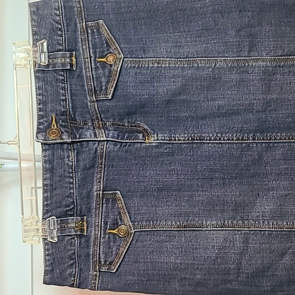 Michael Kors Skirt Women's 12 Stretch A-Line Pocket Button Zip Knee Length Denim - Picture 7 of 13